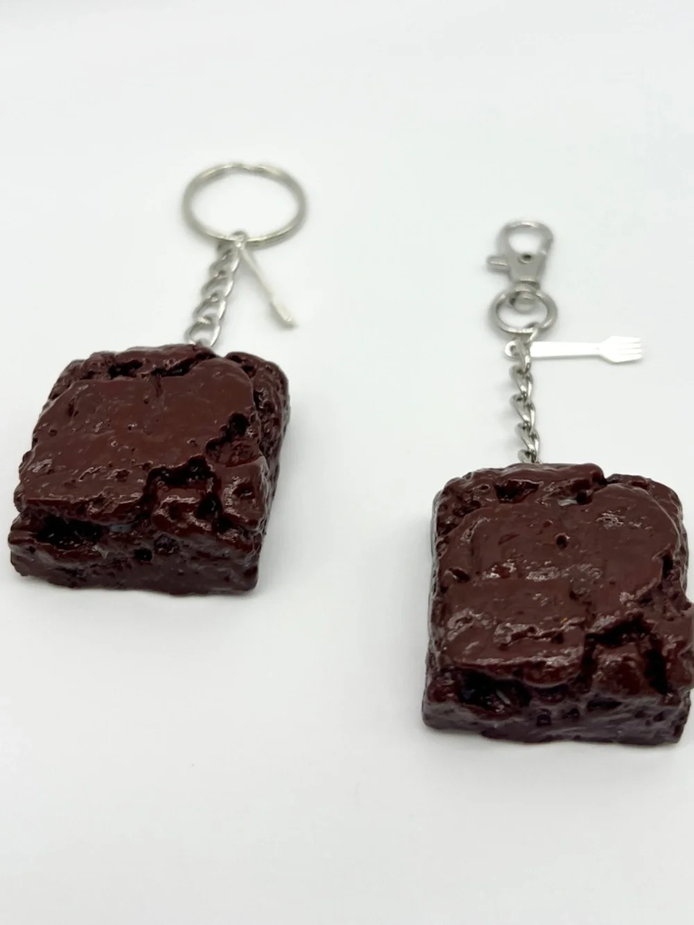 Brownie & Brownie à la Mode Keychain or Bag Clip | Handmade Chocolate Dessert